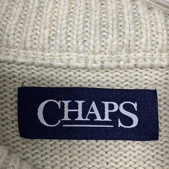 Chaps Sweater Mens Medium Fisherman Beige Henley Mock‎ Neck Pullover Neutral - Picture 3 of 10